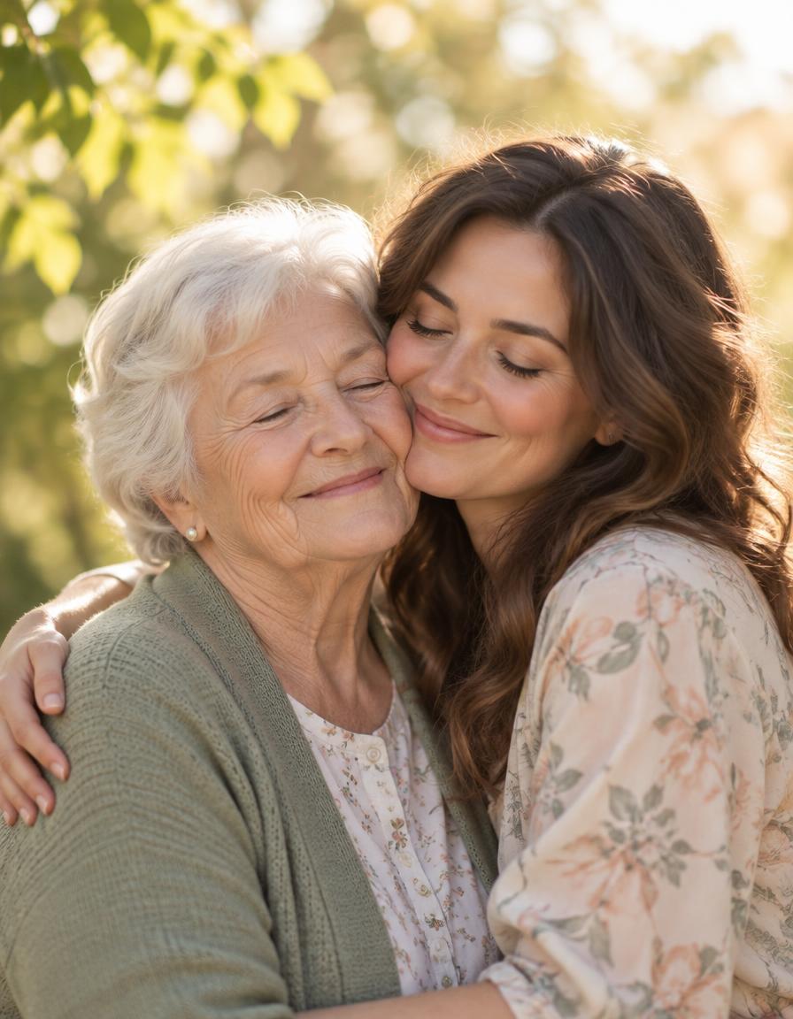 Eine ältere Dame und ihre Begleiterin lachen gemeinsam